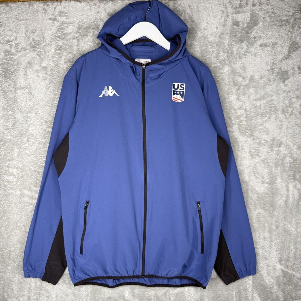 Kappa US Ski Team Jacket Mens XL Blue Full Zip Windbreaker Gara Olympics Outdoor